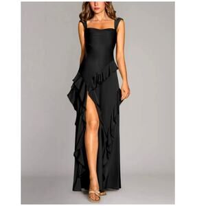 Azazie Women's Black Sloane A-Line Sweetheart Neckline Satin Dress Size A10